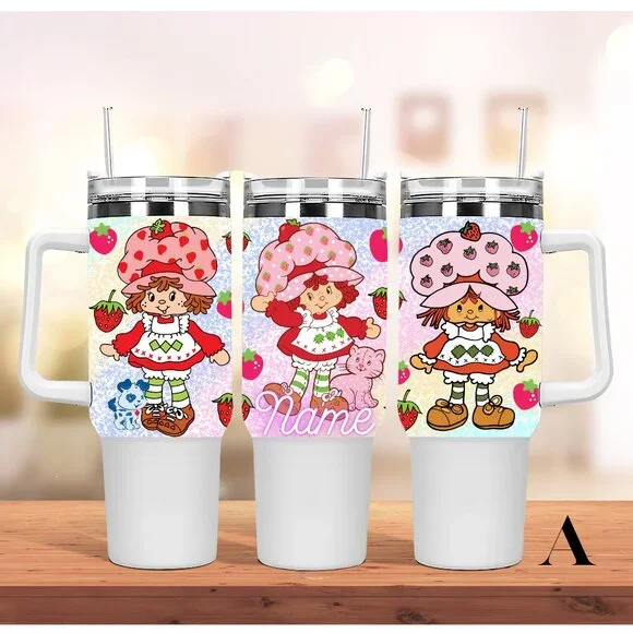 Custom Name Strawberry shortcake 40 oz Tumbler Strawberry 40oz Stainless Steel T - Picture 1 of 2